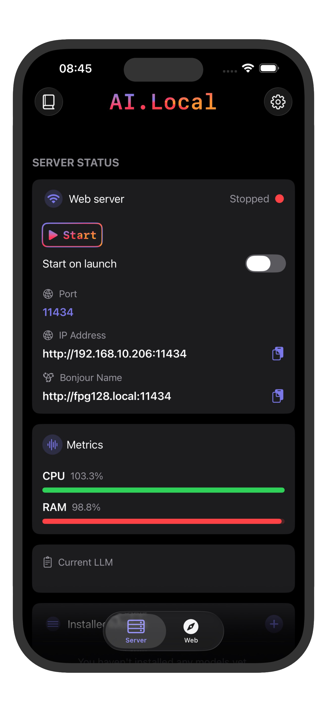 ai.local iPhone app screenshot 1